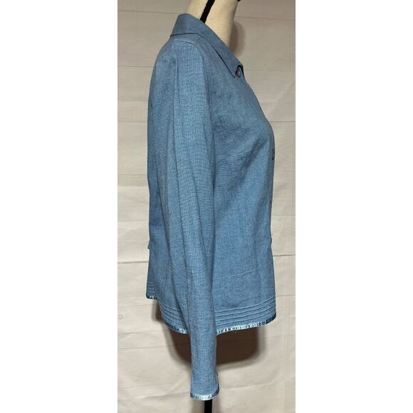 NWT SUSAN BRISTOL sz M light blue linen blend button down blazer jacket - Picture 2 of 8